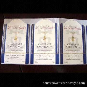 Wine Label, Made of Paper with Offset Printing, Customized Shapes, Sizes and Designs Accepted